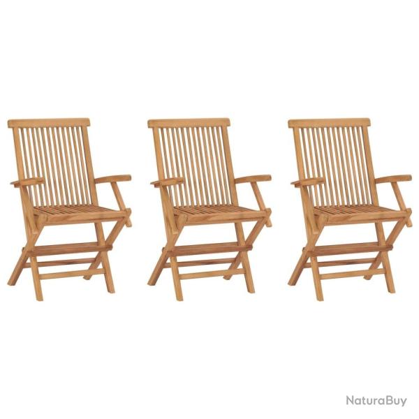 Chaises de jardin pliables lot de 3 Bois de teck massif alsavelo