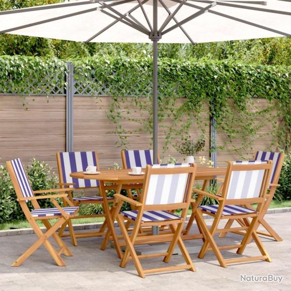 Chaises de jardin pliantes lot de 6 tissu et bois massif alsavelo