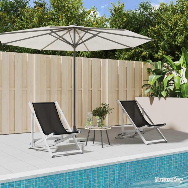Chaises de plage pliantes lot de 2 noir aluminium et textil�ne alsavelo