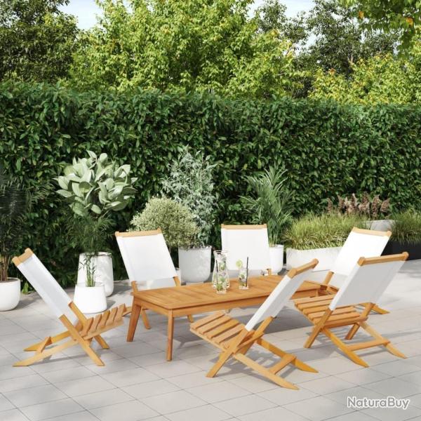 Chaises de jardin pliantes lot de 6 tissu et bois massif alsavelo