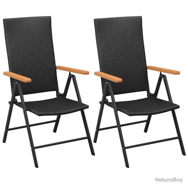 Chaises empilables de jardin lot de 2 R�sine tress�e Noir