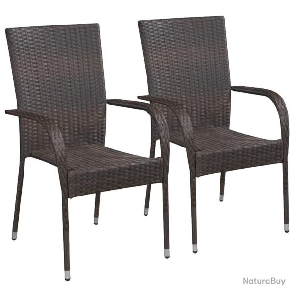 Chaises empilables d'extrieur lot de 2 Rsine tresse Marron alsavelo