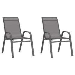 Chaises empilables de jardin lot de 2 Gris Tissu textil&egrave;ne