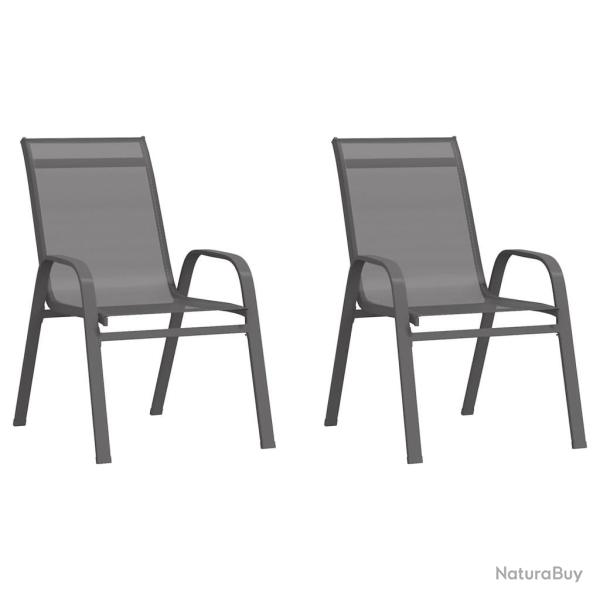 Chaises empilables de jardin lot de 2 Gris Tissu textil�ne