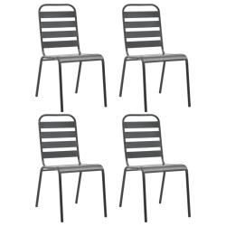 Chaises d'ext&eacute;rieur lot de 4 Design &agrave; lattes Acier Gris fonc&eacute;