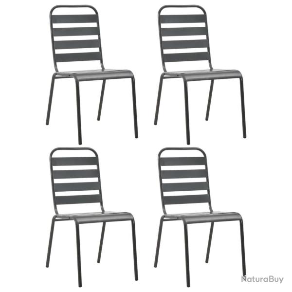 Chaises d'ext�rieur lot de 4 Design � lattes Acier Gris fonc�