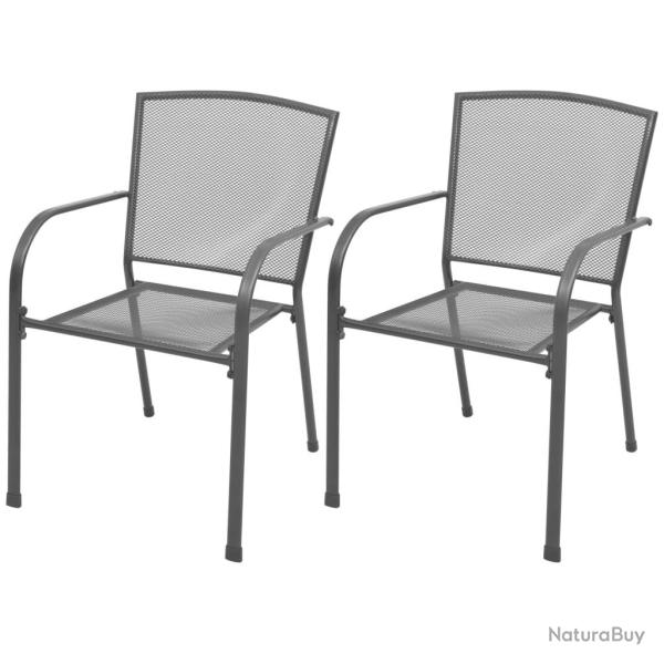 Chaises empilables de jardin lot de 2 Acier Gris alsavelo