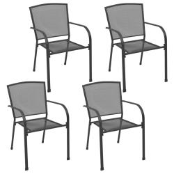 Chaises d'ext&eacute;rieur lot de 4 Design maill&eacute; Anthracite Acier alsavelo