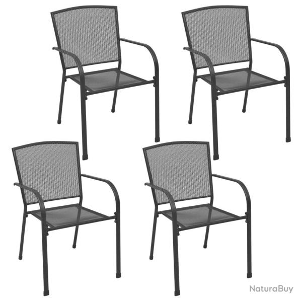 Chaises d'ext�rieur lot de 4 Design maill� Anthracite Acier