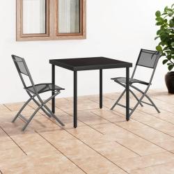 Chaises d'ext&eacute;rieur pliables lot de 2 Noir Acier et textil&egrave;ne