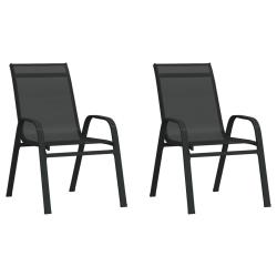 Chaises empilables de jardin lot de 2 Noir Tissu textil&egrave;ne