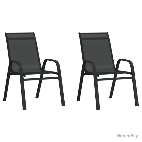 Chaises empilables de jardin lot de 2 Noir Tissu textilne alsavelo