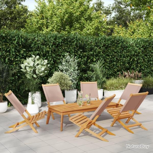 Chaises de jardin pliantes lot de 6 taupe tissu et bois massif alsavelo