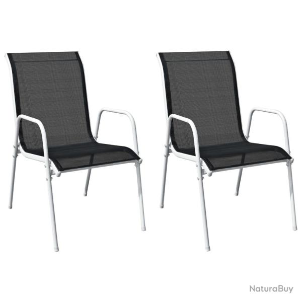 Chaises empilables de jardin lot de 2 Acier et textil�ne Noir