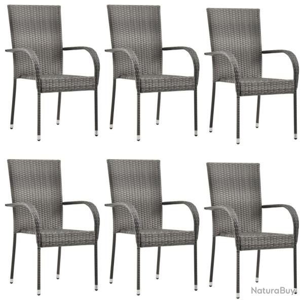 Chaises empilables d'ext�rieur lot de 6 Gris R�sine tress�e