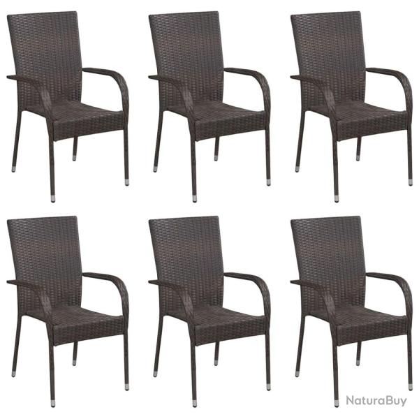 Chaises empilables d'extrieur lot de 6 Rsine tresse Marron alsavelo