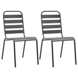 Chaises empilables de d'ext&eacute;rieur lot de 2 Acier Gris