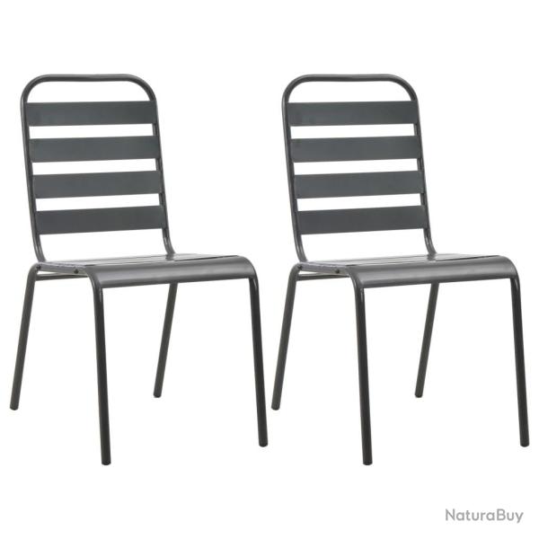 Chaises empilables de d'extrieur lot de 2 Acier Gris alsavelo