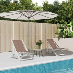 Chaises de plage pliantes lot de 2 marron aluminium textil&egrave;ne