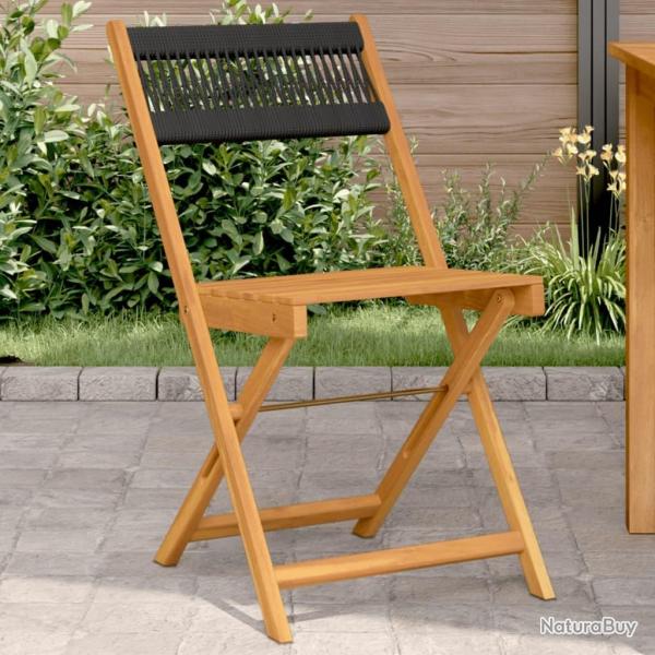 Chaises de bistrot lot de 2 noir bois d'acacia et corde alsavelo