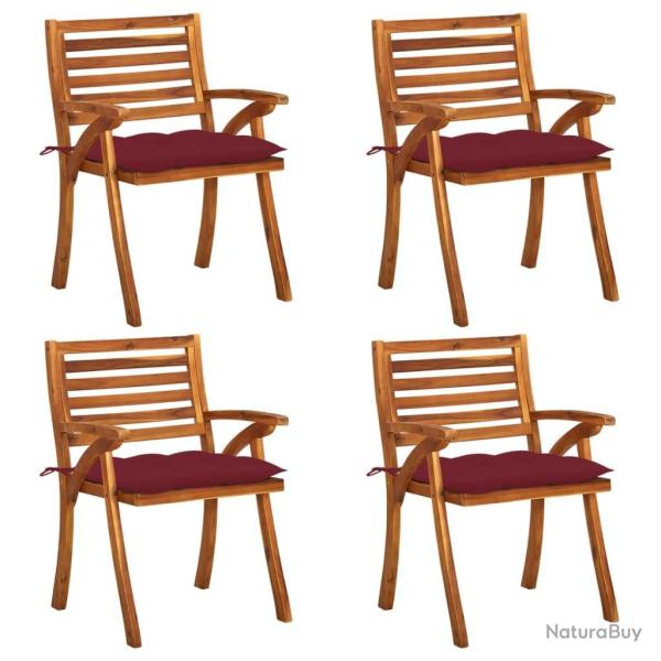 Chaises de jardin avec coussins lot de 4 Bois de teck solide alsavelo