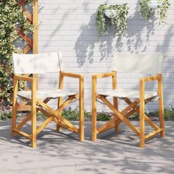 Chaises de r&eacute;alisateur pliables lot de 2 blanc cr&egrave;me tissu
