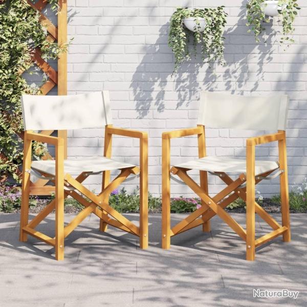 Chaises de ralisateur pliables lot de 2 blanc crme tissu alsavelo