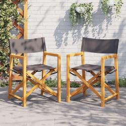 Chaises de r&eacute;alisateur pliables lot de 2 gris fonc&eacute; tissu