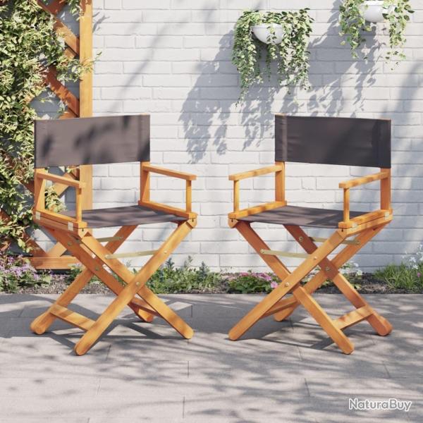 Chaises de r�alisateur pliables lot de 2 gris fonc� tissu