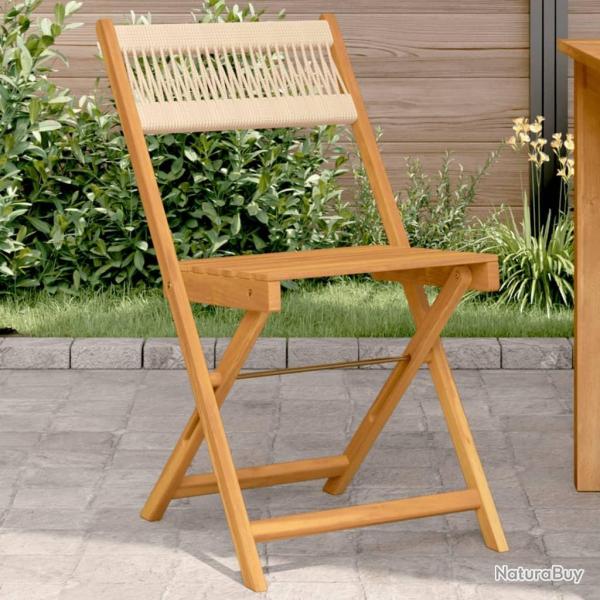 Chaises de bistrot lot de 2 beige bois d'acacia et corde