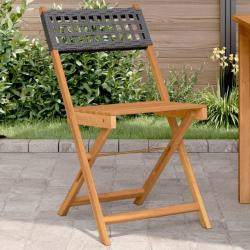 Chaises de bistrot lot de 2 noir bois massif d'acacia et rotin
