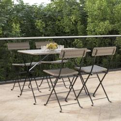 Chaises de bistrot pliantes lot de 4 Gris R&eacute;sine tress&eacute;e acier