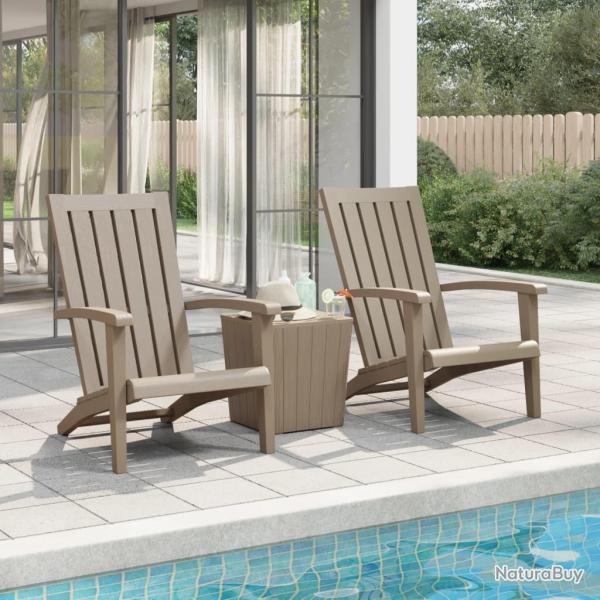 Chaises de jardin Adirondack lot de 2 marron clair PP alsavelo