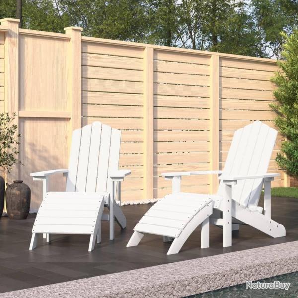 Chaises de jardin Adirondack lot de 2 repose-pieds PEHD Blanc alsavelo