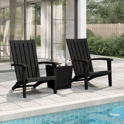Chaises de jardin Adirondack lot de 2 noir polypropyl&egrave;ne