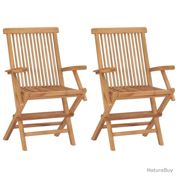 Chaises de jardin pliables lot de 2 Bois de teck massif