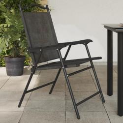 Chaises de jardin pliables lot de 4 en acier et textil&egrave;ne