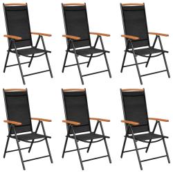 Chaises de jardin pliables lot de 6 Textil&egrave;ne Noir
