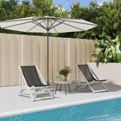 Chaises de plage pliantes lot de 2 gris aluminium et textil&egrave;ne