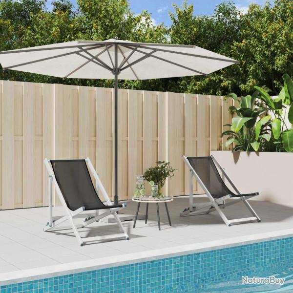 Chaises de plage pliantes lot de 2 gris aluminium et textil�ne