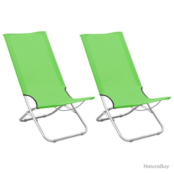 Chaises de plage pliables lot de 2 Vert Tissu alsavelo