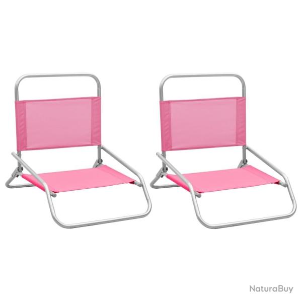 Chaises de plage pliables lot de 2 Rose Tissu