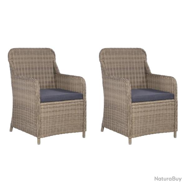 Chaises d'ext�rieur et coussins lot de 2 R�sine tress�e Marron alsavelo