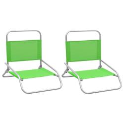 Chaises de plage pliables lot de 2 Vert Tissu alsavelo