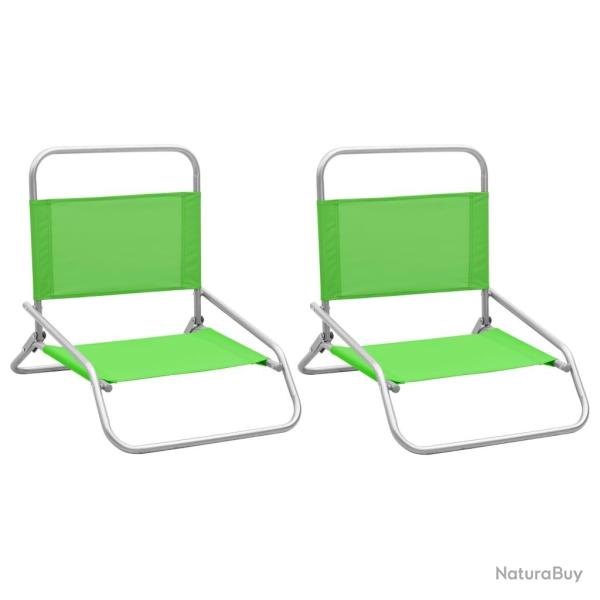 Chaises de plage pliables lot de 2 Vert Tissu alsavelo