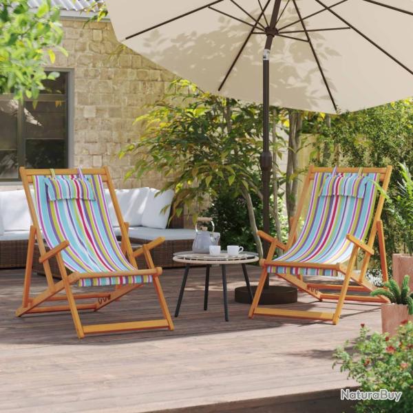 Chaises de plage pliables lot de 2 multicolore tissu alsavelo