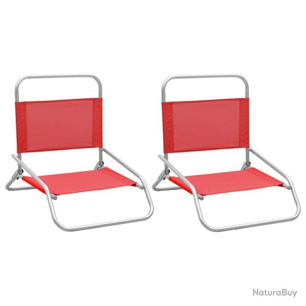 Chaises de plage pliables lot de 2 Rouge Tissu alsavelo