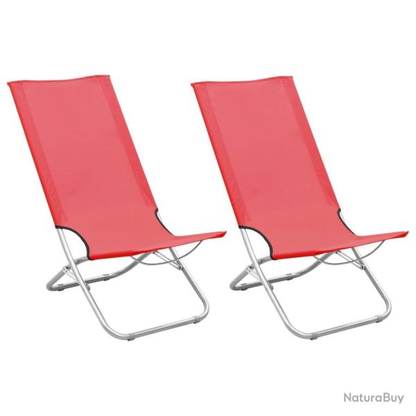 Chaises de plage pliables lot de 2 Rouge Tissu alsavelo