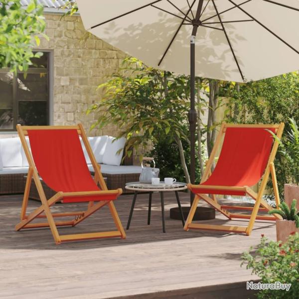 Chaises de plage pliables lot de 2 rouge tissu alsavelo
