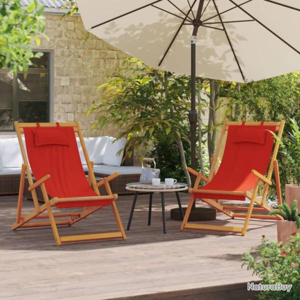 Chaises de plage pliables lot de 2 rouge tissu alsavelo